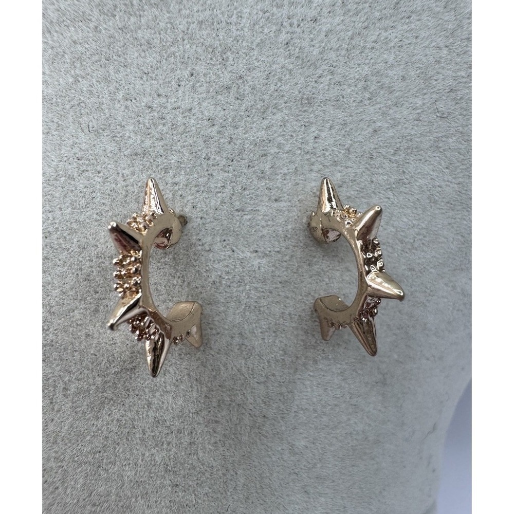 New Gold Sun Ray Celestial Stud Earrings Bohemian No Backs 14k Gold Plated - Picture 2 of 4